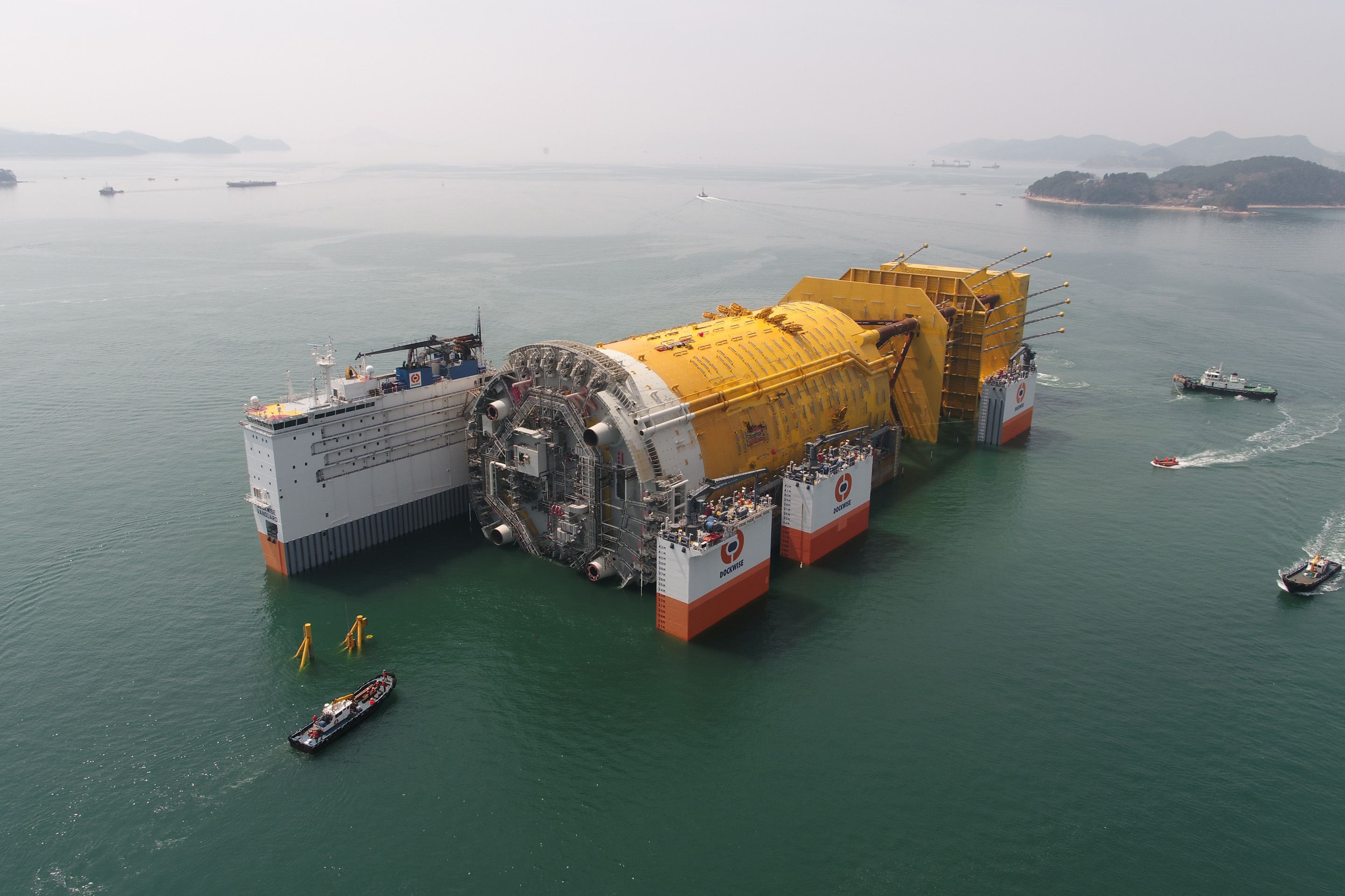 The Dockwise Vanguard transporting the world’s largest spar platform Aasta Hansteen from South Korea to Norway