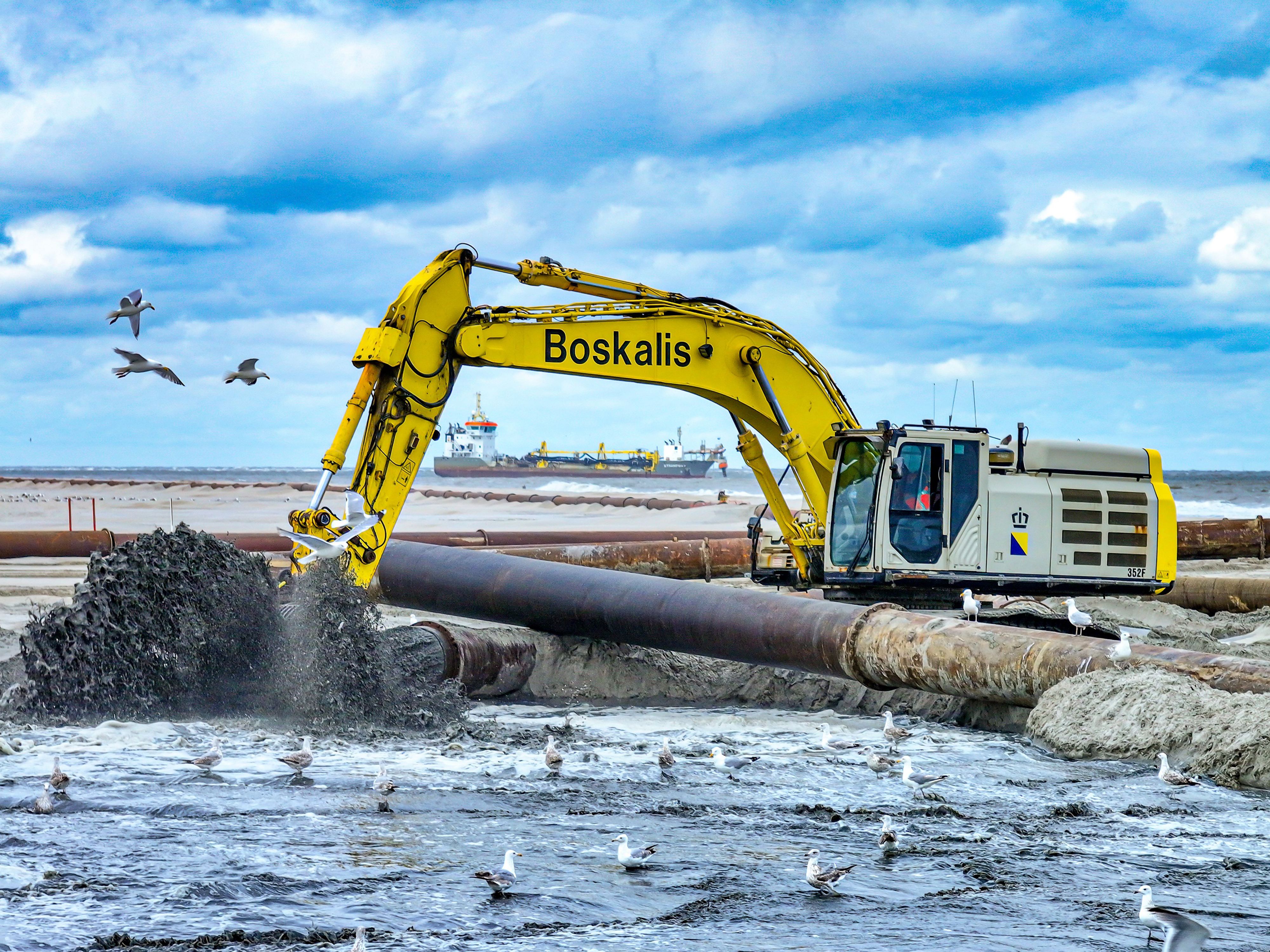 Beach nourishment on the island of Vlieland, the Netherlands