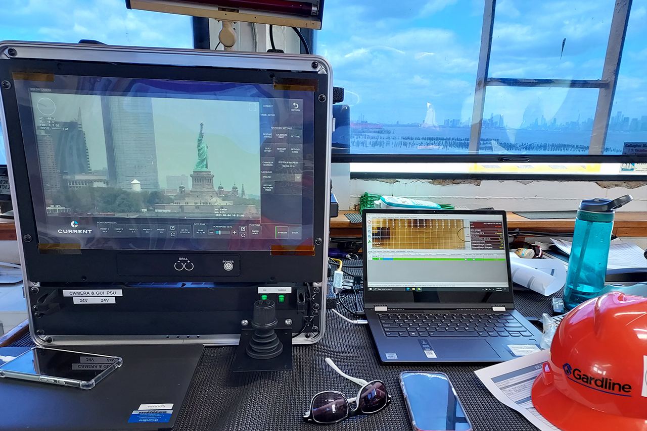 A view of the Statue of Liberty in New York during survey work